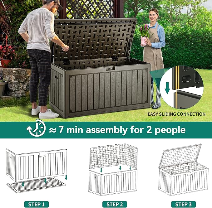 YITAHOME 90 Gallon Double-Wall Deck Box with Side Handles, Outdoor Large Storage for Patio Furniture Cushions, Garden Pool Accessories, Water Resistant & Lockable-Ruum Studio Home