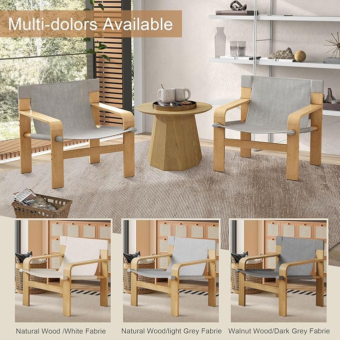 Mid-Century Accent Chair with Wide Armrest & Solid Wood Frame, Detachable and Washable Armchair, Modern Living Room Reading Chairs for Bedroom Sunroom Bedroom Balcony,White-Ruum Studio Home