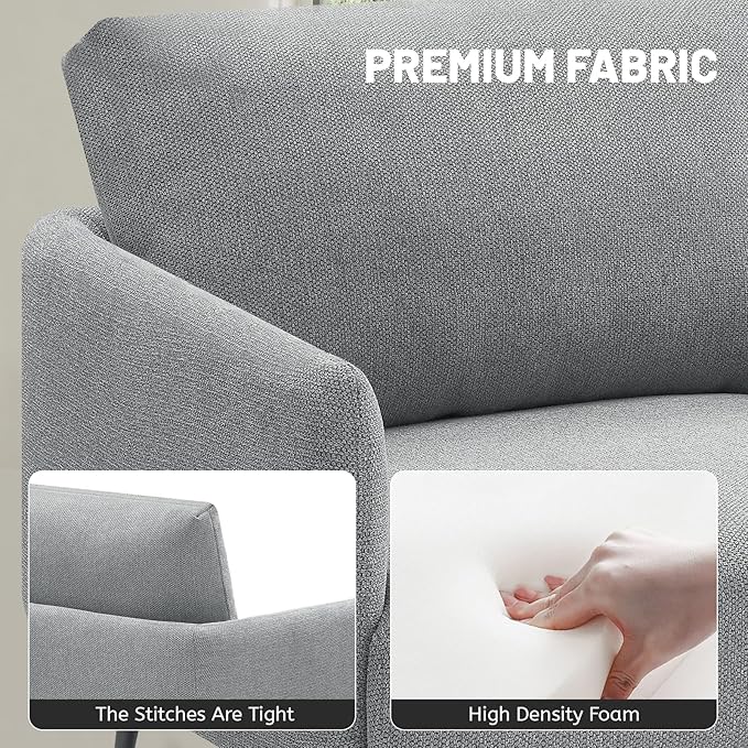 Oversized Accent Chair Set of 2 for Living Room Chairs Reading Arm Chair Comfy Modern Single Sofa Side Chairs with Metal Legs & Soft Cushion for Bedroom, Balcony,Waiting Room (Polyester, Grey)-Ruum Studio Home