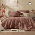 Monbix King Size Comforter Set, Terracotta King Size Bed Set Reversible, King Comforter Set 7 Pieces, Cationic Dyeing Bed in a Bag with Comforter, Sheets, Pillowcases & Shams-Ruum Studio Home