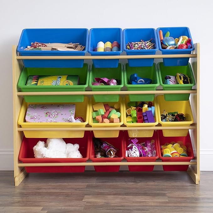 Humble Crew Supersized Toy Storage Organizer with 16 Removable Bins, Natural/Primary – Large Toy Storage for Toddlers Ideal for Kids' Rooms, Playrooms, and Nurseries - Modern Toy Bins for Kids-Ruum Studio Home