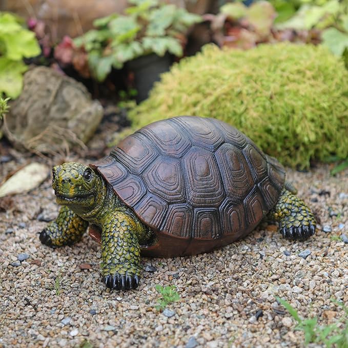 Weather-Resistant Resin Turtle Statue Decoration, Exquisite Handicraft, Artistic Simulation Animal Sculpture, Suitable for Outdoor Gardens, Courtyards, Ponds, Colorful Holiday Decoration Gifts-Ruum Studio Home