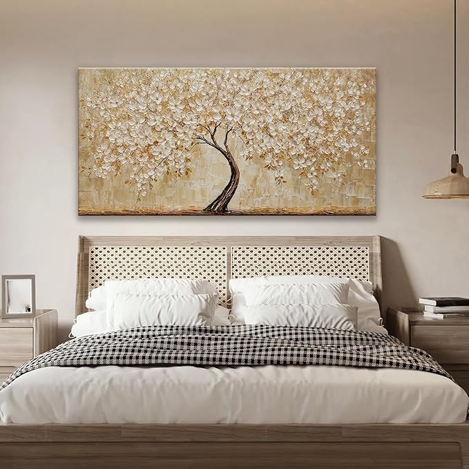 TAIJXAGSG Canvas Wall Art Decor Gold Tree Flower Wall Art Gold Tree Of Life Abstract Wall Decor Painting Pictures Botanical Wall Art For Living Room Bedroom Home Office Artwork 24"X 48"-Ruum Studio Home
