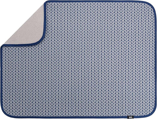 S&T INC. Dish Drying Mat XL, 18” x 24”, Absorbent Microfiber Kitchen Counter Mat, Dish Drying Pad for Dishes, Utensils, Pots and Pans, Extra Large, Blue Stockinette-Ruum Studio Home