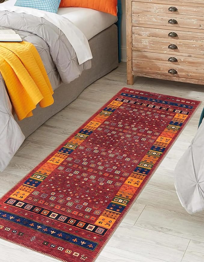 Keen Home Design 2x10 Rug - Machine Washable Runner Rug with Non-Slip Backing, Ideal for Hallway, Entryway, Kitchen, Laundry Room - Vintage, Easy Clean, Durable, Low Pile - (2'6" x 10')-Ruum Studio Home