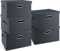 Medium 15" 21 Quart Collapsible Stackable Storage Bins with Lids, 5 Packs Dark Gray Foldable Fabric Closet Storage Boxes with Lids, Lidded Heavy-duty Linen Baskets(15x11x8)-Ruum Studio Home