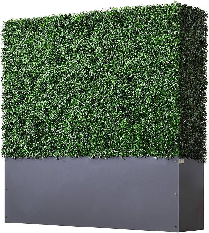 AGPL Upgraded Artificial Boxwood Hedge Wall with Gray Color Planter Room Divider and Privacy Wall Backdrops (48" H 48" W 12" D)-Ruum Studio Home