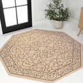 JONATHAN Y Vintage Filigree Indoor Outdoor Octagon Area Rug 8 Ft Beige/Brown, Charleston Textured Weave for Backyard, Patio, Porch, Easy-Cleaning, High Traffic, Pet-Friendly Non-Shedding SMB106A-8TGN-Ruum Studio Home