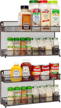 CAXXA 2 PK 2 Tier Mesh Kitchen Counter-top or Wall Mount Spice Rack Jars Storage Organizer, Bronze-Ruum Studio Home