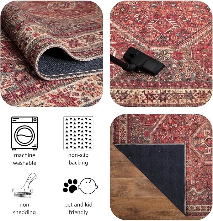 Keen Home Design 4x6 Rug - Machine Washable Area Rug with Non-Slip Backing, Ideal for Living Room, Dining Room, Bedroom - Vintage, Easy Clean, Durable, Low Pile Rug - (4' x 6')-Ruum Studio Home