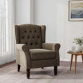 Accent Chair, Upholstered Armchair with Button Tufted High Back & Solid Wood Legs, Comfy Wingback Reading Single Sofa Chair for Small Spaces, Living Room, Bedroom (Taupe, Set of 1)-Ruum Studio Home