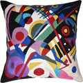 Kandinsky Impulse Modern Decorative Pillow Cover Black Abstract Toss Pillowcase Farmhouse Chair Cushion Contemporary Pillow Mid-Century Chair Cushions Hand Embroidered Pillow Wool Size 18x18-Ruum Studio Home
