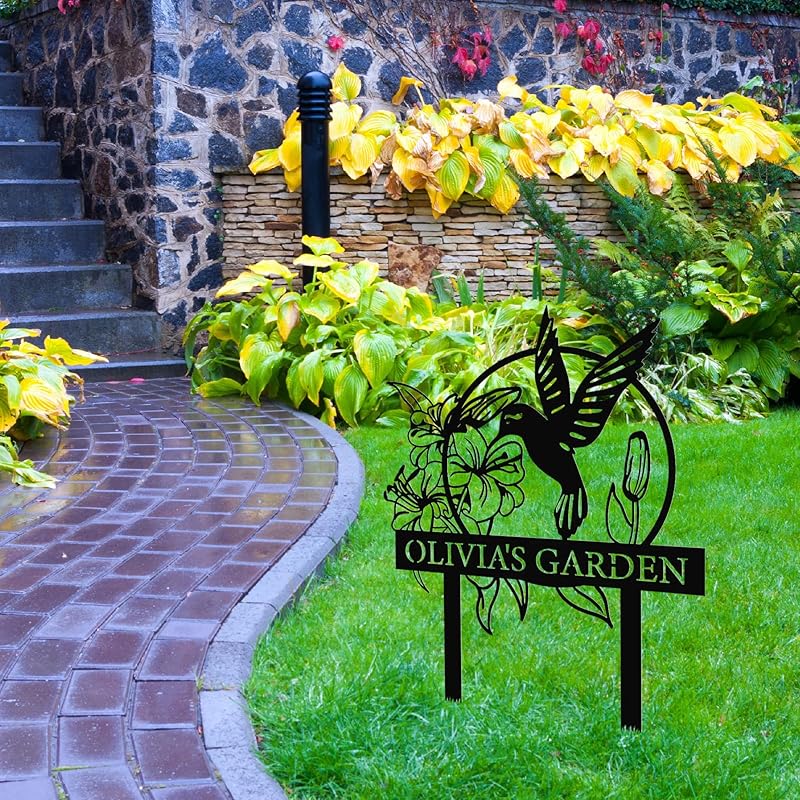 Personalized Garden Signs | Garden Stake Metal Sign | Custom Garden Sign | Customized Bird Garden Name Sign Yard Sign| Garden Signs Decorative Outdoor | Personalized Camping Gifts-Ruum Studio Home