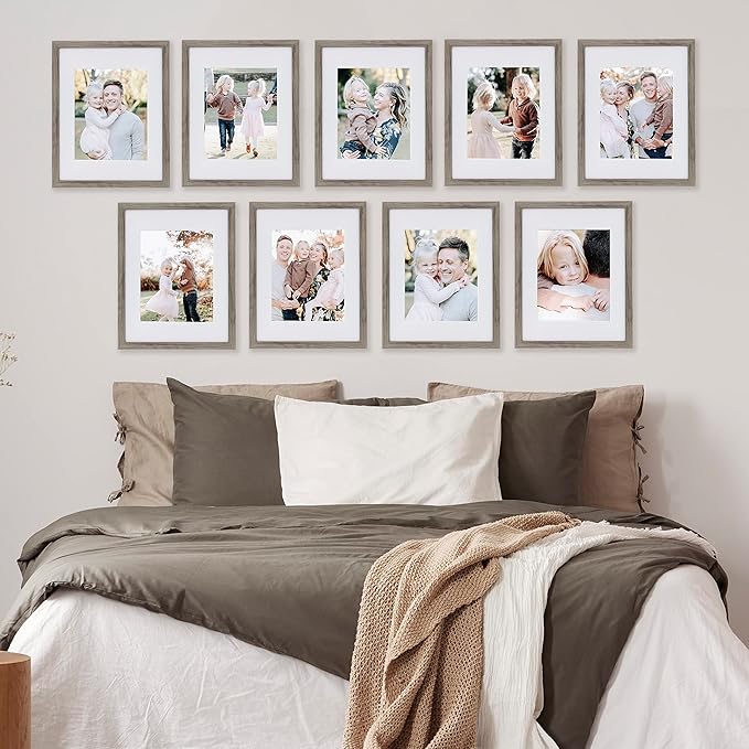 Sheffield Home 9 Piece Gallery Wall Frame Set, 11x14 Inch, Natural-Ruum Studio Home
