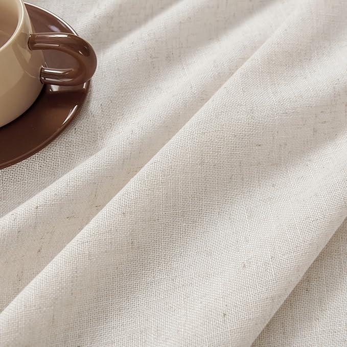 Joydeco Custom Linen Curtains for Living Room, Light Filtreing Curtain 1 Panel Light Filtering Rod Pocket Back Tab (Ecru, Custom Size)-Ruum Studio Home