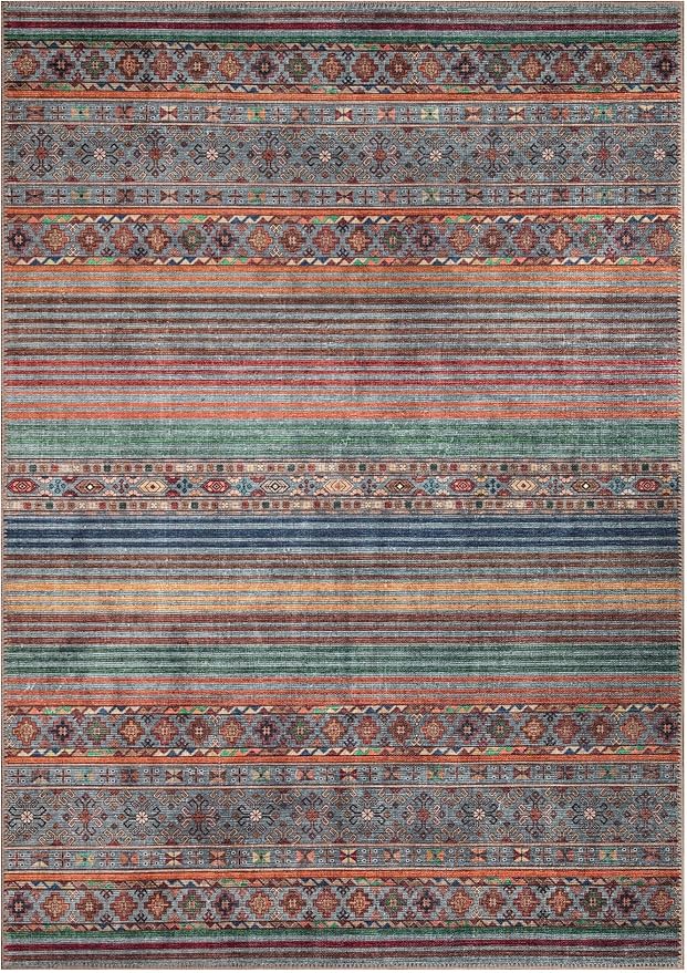 Keen Home Design 8x10 Rug - Machine Washable Area Rug with Non-Slip Backing, Ideal for Living Room, Dining Room, Bedroom - Vintage, Easy Clean, Durable, Low Pile Rug - (8' x 10')-Ruum Studio Home