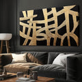 Abstract Wall Art Paintings Canvas Wall Art Decor Black And Gold Lines Artwork for Walls Texture Wall Decorations Modern Minimalist Wall Art Living Room Decor For Room Bedroom Office Wall Decor 24"X48"-Ruum Studio Home