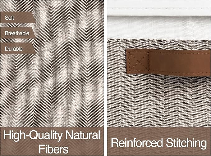 StorageWorks Storage Bins with Lids, Decorative Storage Boxes with Lid and PU Handles, Foldable Storage Baskets for Closet, Shelves, Stackable, Brown and White, Jumbo, 3-Pack-Ruum Studio Home