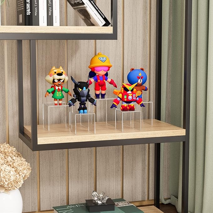 Square Acrylic Shelf Risers 3pcs, Acrylic Dessert Table Display Set, Clear Acrylic Showcase Collectibles Display Shelf for Funko Pop, Cupcake, Toys, Watches, Table Decorations - 4''x5''x6''-Ruum Studio Home