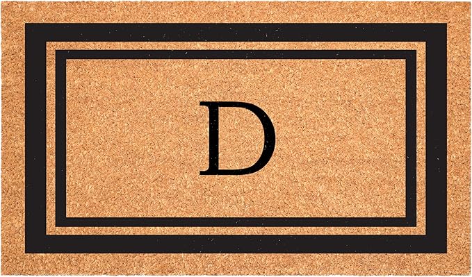 Calloway Mills 152963048D Black Border 30" x 48" Monogram Doormat Letter (D)-Ruum Studio Home