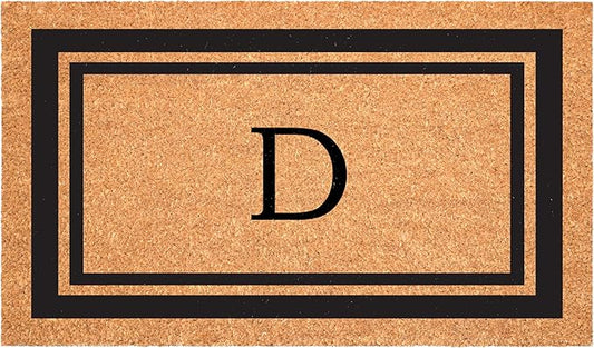 Calloway Mills 152962448 Black Border 24" x 48" Monogram Doormat (Letter D)-Ruum Studio Home