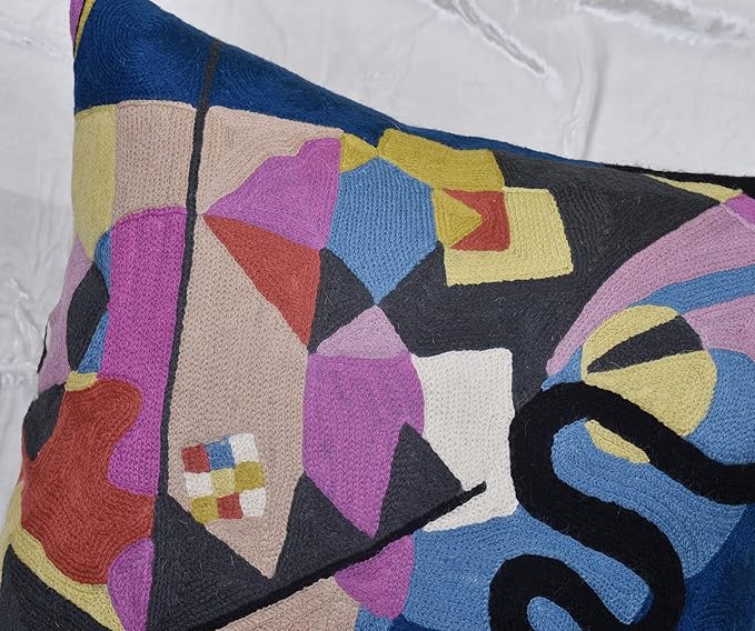 Wool Cotton Blend Abstract Flow Plush Pillow Cover - 18x18, Indoor and Outdoor-Ruum Studio Home