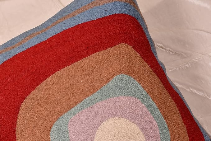 Kandinsky Modern Pillow Cover - Ruby Abstract Pillows | Contemporary Pillows | Mid Century Chair Cushions | Handmade Wool Size 18x18-Ruum Studio Home