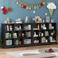 Book Shelf Set of 2, 10 Cubes Storage Organizer, 3-Tier Open Bookshelf Wooden Bookcase, Freestanding Black Bookshelf Cube Shelf for Bedroom, Living Room, Home Office-Ruum Studio Home