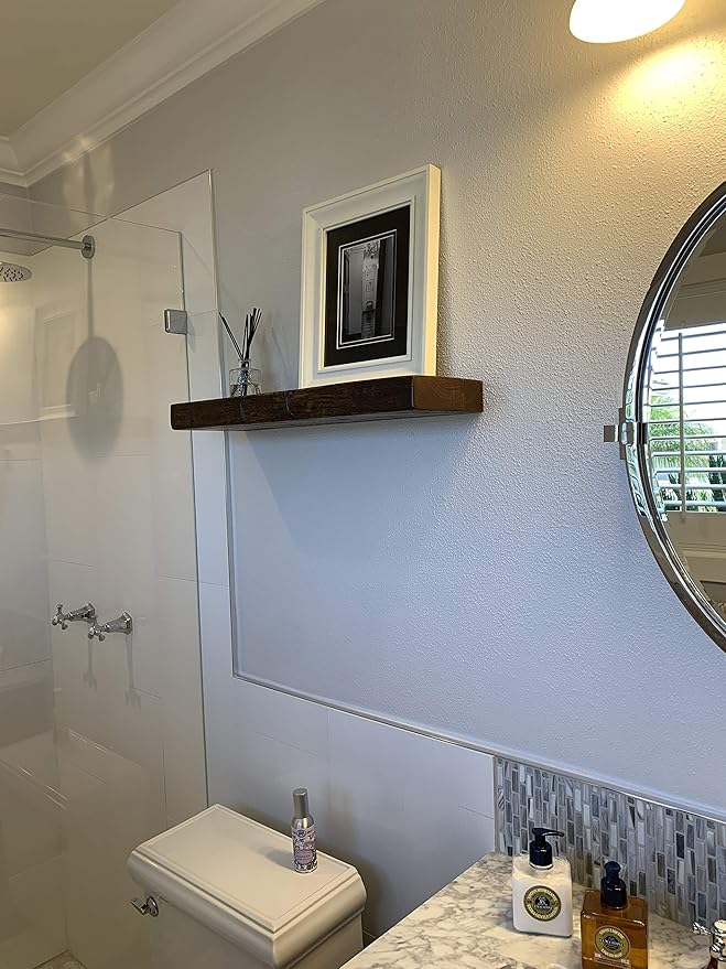 joelsantiques 42 Inch Wooden Floating Shelves for Wall - 42x6x2 in - Made of Natural Wood - Long Heavy Duty Rustic Wall Shelves for Bedroom - Perfect for Living Room, Kitchen - Medium Brown-Ruum Studio Home