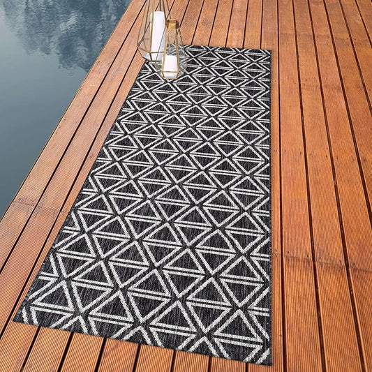 Keen Home Design Outdoor Runner Rug - 2x8 Washable Indoor/Outdoor Rug for Patio, Balcony, Kitchen, Garden, Beach, Deck and Porch. Size: 2'2" x 7'7"-Ruum Studio Home