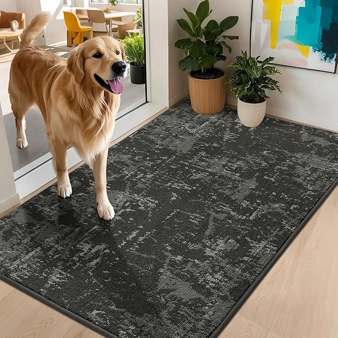 BEQHAUSE Dirt Trapper Door Mat 32"x48" Non-Slip Door Mats Washable Entryway Rugs Stain Resistant Doormat Absorbent Welcome Floor Mat for Front Back Door, Muddy Wet Shoes & Paws,Dark Grey-Ruum Studio Home