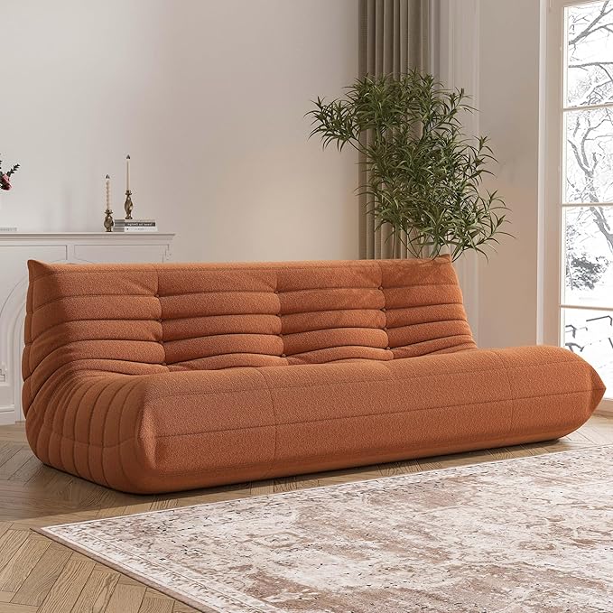 Bean Bag Chair, Oversized Fireside Chair Bean Bag Sofa Large Bean Bag Chair for Adults, 3 Seater Bean Bag Chairs for Teens with High Density Comfortable Foam, Bean Bag for Living Room, Bedroom(Orange)-Ruum Studio Home