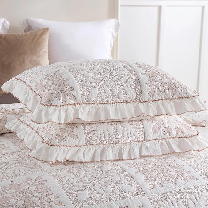 MarCielo 3-Piece 100% Cotton Oversized Bedspread Lightweight Quilt Coverlet Embroidery Farmhouse Bedding Set (TJ Colorful,King (112"x102"))-Ruum Studio Home