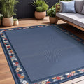 Beverly Rug Outdoor Rug 9x12 Modern Bordered Large Area Rugs for Indoor and Outdoor Patio Easy to Clean Non Shedding Living Room Porch Garden Washable Outside Carpet (9 x 12 Blue)-Ruum Studio Home