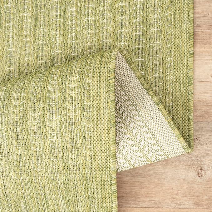 Adiva Rugs Outdoor Indoor Area Rug, Weather Resistant, Easy to Clean, Stain Resistant Floor Mat for Dining Room, Backyard, Deck, Patio (Olive Weiss, 2'6" x 7')-Ruum Studio Home
