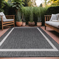 Bordered Outdoor Rug 9x12 Washable Outside Carpet for Indoor Patio Porch Waterproof Easy Cleaning Non Shedding Area Rugs Gray 9 x 12-Ruum Studio Home