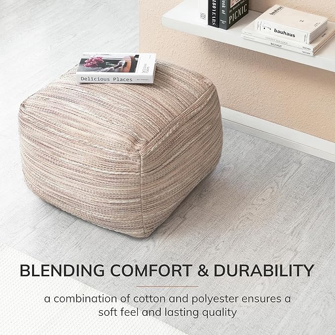 Anji Mountain 22"x22"x16" Handmade & Handcrafted Ottoman Pouf Comfortable Pouf Ottoman Foot Rest & Home Décor Accent for Living Room, Bedroom, Nursery, Kids Room, Patio-Ruum Studio Home