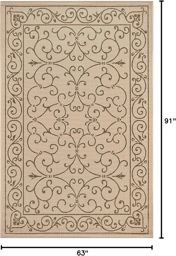 JONATHAN Y Vintage Filigree Indoor Outdoor Area Rug 5X8 Beige/Brown, Charleston Textured Weave for Backyard, Patio, Porch, Easy-Cleaning, High Traffic, Pet-Friendly, Non-Shedding (SMB106A-5)-Ruum Studio Home