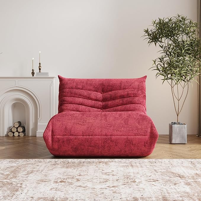 Bean Bag Chair, Fireside Chair Bean Bag Sofa Large Bean Bag Chair for Adults, Bean Bag Chairs for Teens with High Density Comfortable Foam, Memory Foam Bean Bag for Living Room, Bedroom (Red)-Ruum Studio Home