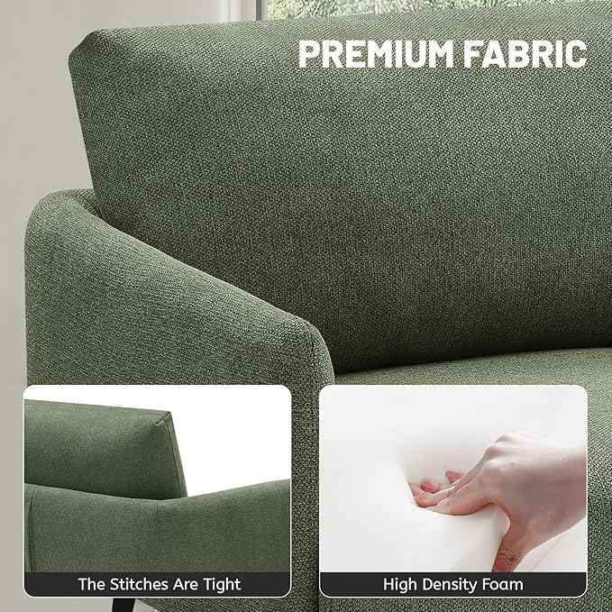 Oversized Accent Chair for Living Room Chairs Reading Arm Chair Comfy Modern Single Sofa Side Chairs with Metal Legs & Soft Cushion for Bedroom, Balcony,Waiting Room (Polyester, Moss Green)-Ruum Studio Home