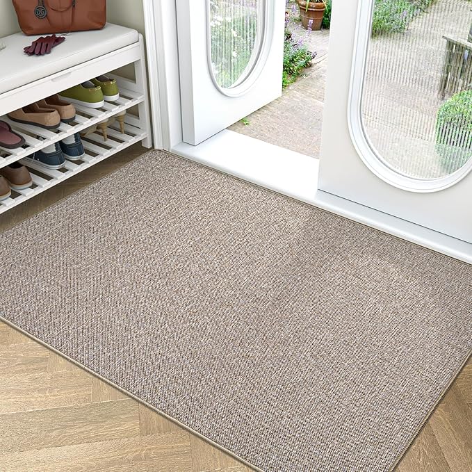 LUMI Ultra Thin Door Mat for Entryway,48"x72" Low Profile Non Slip Rubber Backing Indoor Doormat, Easy Clean Welcome Entrance Mat for Inside House, Patio, Beige-Ruum Studio Home