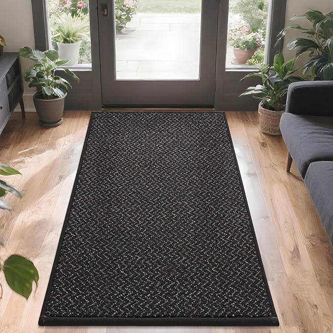 COSY HOMEER-Door-Mat 36"x60" Non Slip Absorbent Entryway Rugs Dirt Trapper Doormats Washable Entrance Mats Low Pile Welcome Floor Mat for Front Back Door and Entry Mats,Black-Ruum Studio Home