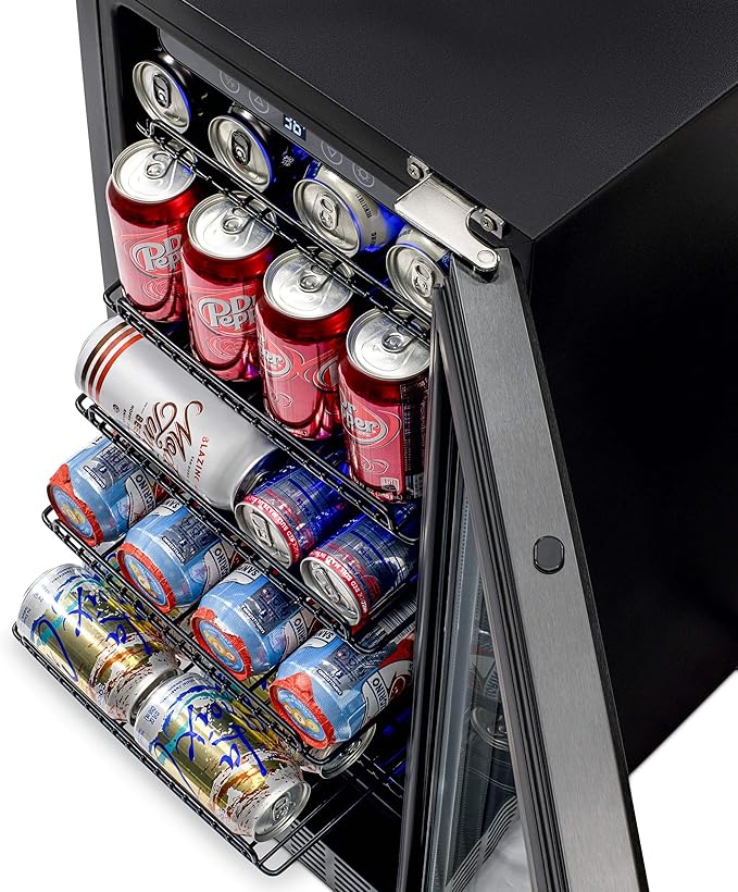 Newair 24" Wine and Beverage Refrigerator 20 Bottle and 70 Can Capacity, Built-in or Freestanding Cooler, Dual Zone Fridge in Stainless Steel with Splitshelf-Ruum Studio Home