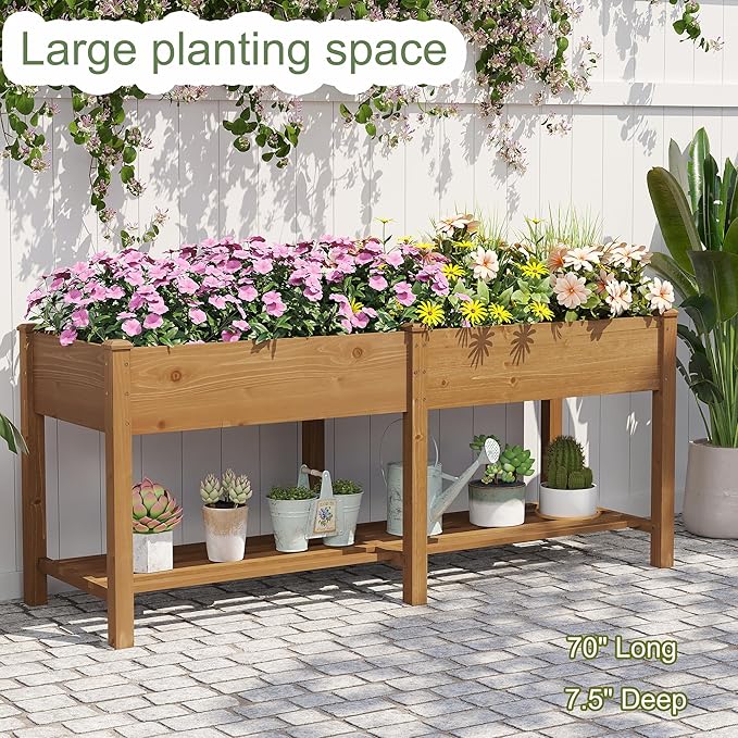 GHWIE Raised Garden Bed with Shelf,Elevated Wooden Planter Box with Legs,Garden Planter for Backyard, Patio, Balcony-Ruum Studio Home