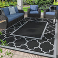 GENIMO 4 ' x 6 ' Outdoor Rug for Patio, Waterproof Indoor Outdoor Plastic Straw Rugs Carpet, Reversible Outside Area Mat for Camping, Balcony Porch, Deck, Picnic, Beach Black Grey-Ruum Studio Home
