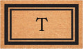 Calloway Mills 152962448 Black Border 24" x 48" Monogram Doormat (Letter T)-Ruum Studio Home