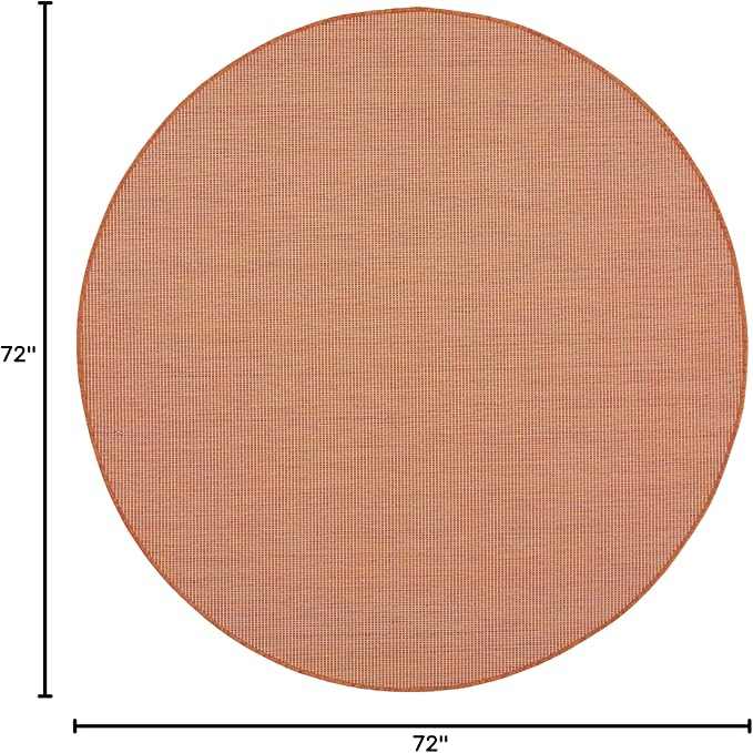 Nourison Positano Indoor/Outdoor Terracotta 6' x Round Area Rug, Easy Cleaning, Non Shedding, Bed Room, Living Room, Dining Room, Backyard, Deck, Patio (6 Round)-Ruum Studio Home
