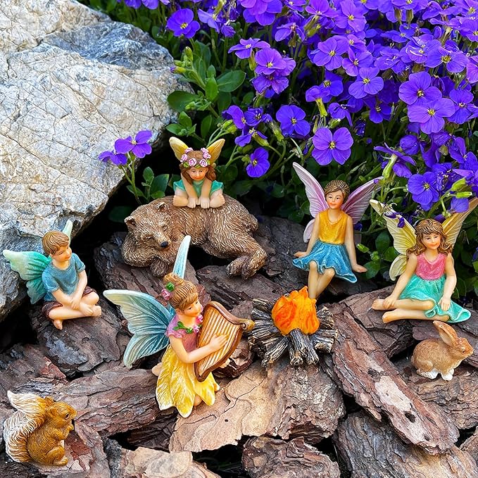 Mood Lab Fairy Garden - Miniature Fairies Figurines Accessories - Camping Kit of 9 pcs - Set for Outdoor or House Decor-Ruum Studio Home