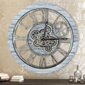 HOIBAI Large Wall Clock, Wall Clocks for Living Room Decor Farmhouse Vintage Rustic Kitchen Wall Decor Vintage Roman Big Oversized Wall Clock for Home Bedroom House Office, Moving Gears Clock-Ruum Studio Home