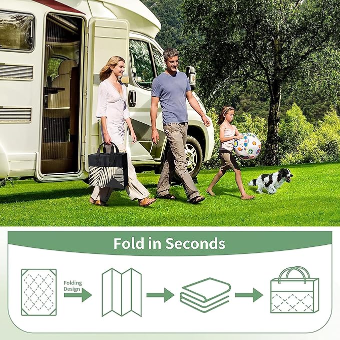 GENIMO Outdoor Rug 8' x 10' Waterproof for Patios Clearance, Reversible Outdoor Plastic Straw Camping Rug Carpet, Large Area Rugs Mats for RV, Camper, Deck, Balcony, Porch, Beach, Picnic, Black&Beige-Ruum Studio Home